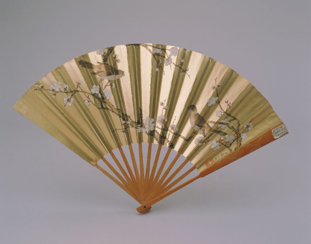 图片[1]-Jiang Tingxi painted a picture of plum and bird, Emperor Kangxi wrote a folding fan of snow plum poems-China Archive